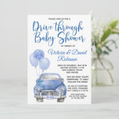 Jongen rijdt door Covid Baby shower auto Kaart (Staand voorkant)
