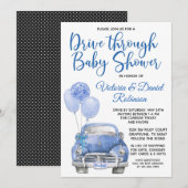 Jongen rijdt door Covid Baby shower auto Kaart (Voorkant / Achterkant)
