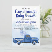 Jongen rijdt door Covid Baby shower truck Kaart (Staand voorkant)