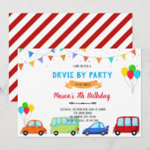 Jongen rijdt op uitnodiging voor verjaardag (Voorkant / Achterkant)