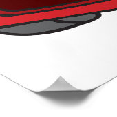 Jongen rijdt rode raceauto poster (Hoek)