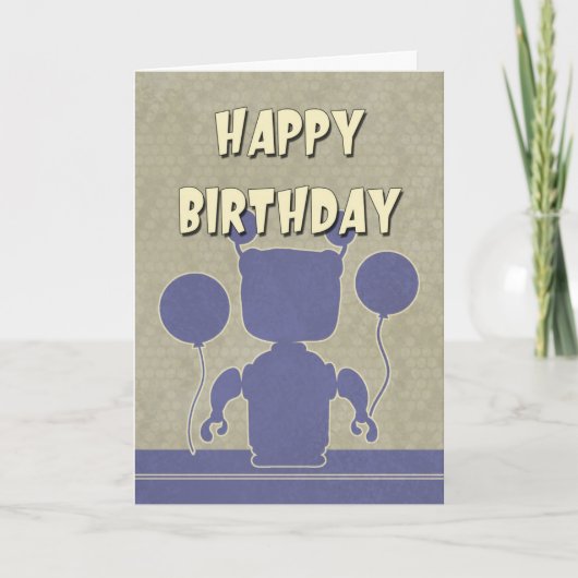 Jongen Robot Birthday Card Kaart (Voorkant)