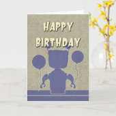 Jongen Robot Birthday Card Kaart (Gele Bloem)