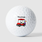 Jongen Rode Golfkar Golfballen (Voorkant)