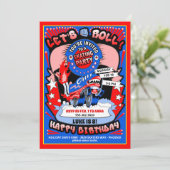 Jongen Roller Skating Birthday Party Invitation Kaart (Staand voorkant)