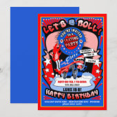 Jongen Roller Skating Birthday Party Invitation Kaart (Voorkant / Achterkant)