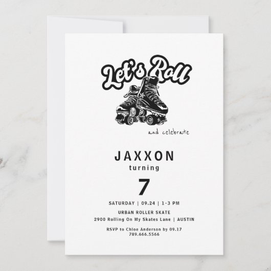 Jongen Roller Skating Birthday Party Kaart (Voorkant)