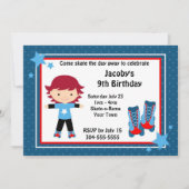 Jongen Roller Skating Birthday Party Kaart (Voorkant)