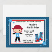 Jongen Roller Skating Birthday Party Kaart (Voorkant / Achterkant)