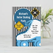 Jongen Roller Skating Birthday Party Kaart (Staand voorkant)