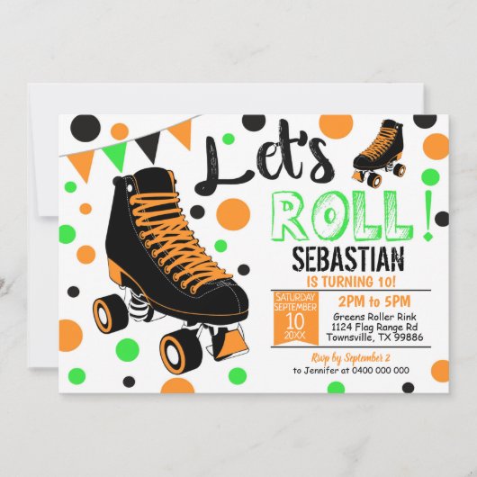 Jongen Roller Skating Invitation Rollerskating Par Kaart (Voorkant)