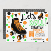 Jongen Roller Skating Invitation Rollerskating Par Kaart (Voorkant / Achterkant)