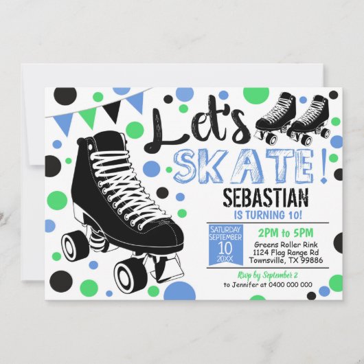 Jongen Roller Skating Invitation Rollerskating Par Kaart (Voorkant)