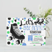 Jongen Roller Skating Invitation Rollerskating Par Kaart (Staand voorkant)