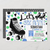 Jongen Roller Skating Invitation Rollerskating Par Kaart (Voorkant / Achterkant)