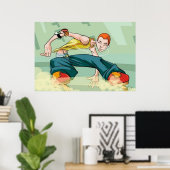 Jongen Roller Skating met iPod Poster (Thuiskantoor)