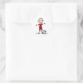 Jongen Rood Uniform Voetbal Ronde Sticker (Tas)