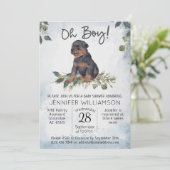 Jongen! Rottweiler Pup Waterverf Baby shower Kaart (Staand voorkant)