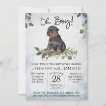 Jongen! Rottweiler Pup Waterverf Baby shower