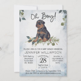 Jongen! Rottweiler Pup Waterverf Baby shower Kaart
