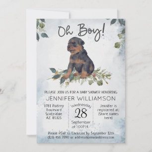Jongen! Rottweiler Pup Waterverf Baby shower Kaart