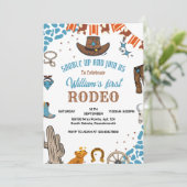 jongen Rounded Eerste Rodeo 1e Feest Verjaardag Kaart (Staand voorkant)