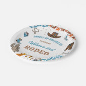 jongen Rounded Eerste Rodeo 1e Feest Verjaardag Papieren Bordje (Gekanteld)