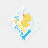 Jongen Rubber Ducky draaien een eerste verjaardag Servet (Hoek)