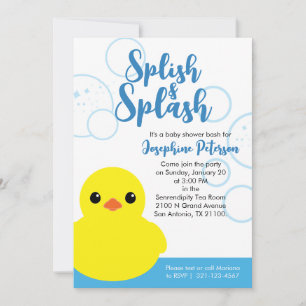 Jongen Rubber Eendje Baby Borrel Evite of Print Kaart