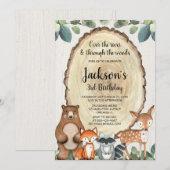 Jongen rustieke bosdieren elke leeftijd verjaardag kaart (Voorkant / Achterkant)