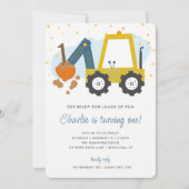 Jongen 's Birthday Party Digger Construction Truck Kaart (Voorkant)