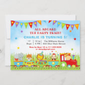 Jongen Safari Animals Birthday Party Train Kaart (Voorkant)