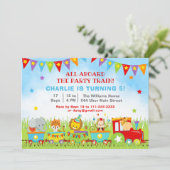 Jongen Safari Animals Birthday Party Train Kaart (Staand voorkant)