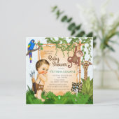 Jongen Safari Baby Shower Uitnodigingen (Staand voorkant)