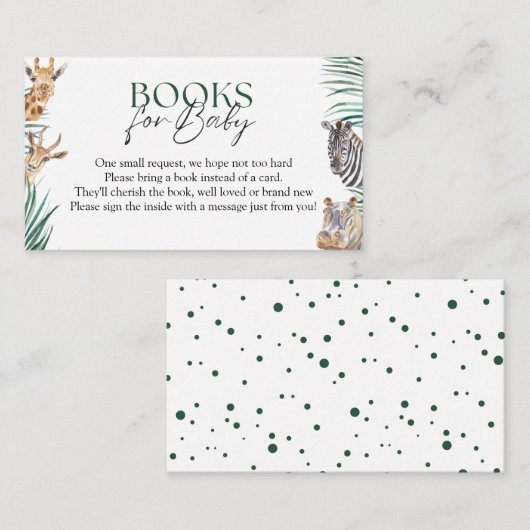 Jongen Safari Baby showers boeken voor Baby Informatiekaartje (Voorkant / Achterkant)