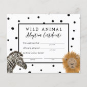 Jongen Safari Birthday Party Adoption Certificate (Voorkant)