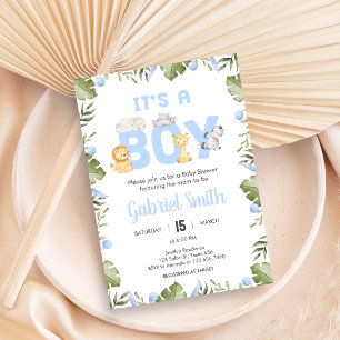 Jongen Safari Dier Baby Shower Kaart
