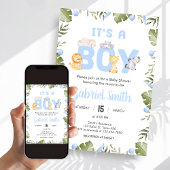 Jongen Safari Dier Baby Shower Kaart