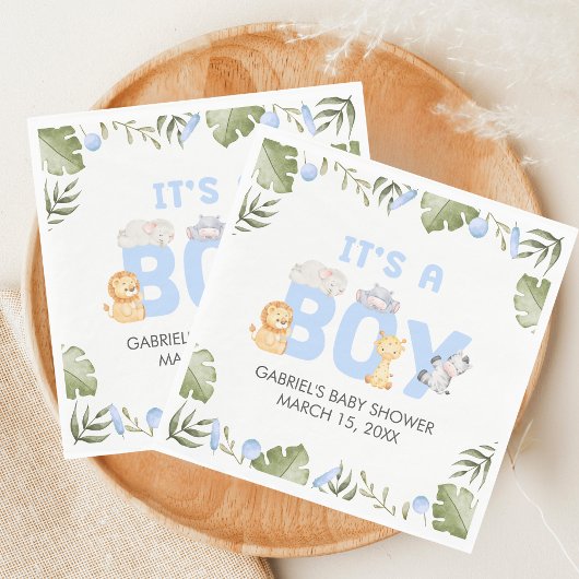 Jongen Safari Dier Baby Shower  Servet