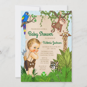 Jongen Safari Dier Jungle Baby Shower Kaart