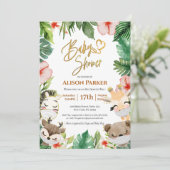 Jongen Safari Dieren Oerwoud Greenery Baby Boy Sho Kaart (Staand voorkant)