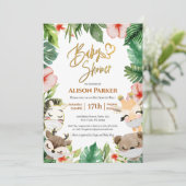 Jongen Safari Dieren Oerwoud Greenery Baby Boy Sho Kaart (Staand voorkant)