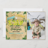 Jongen Safari Dinosaur Birthday-uitnodiging met fo Kaart (Voorkant)
