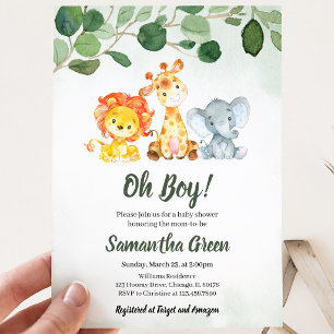Jongen Safari Jungle Baby Shower Kaart