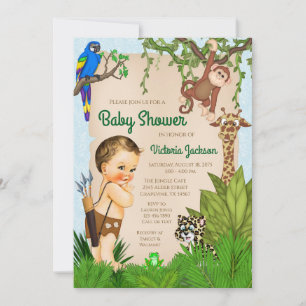 Jongen Safari Jungle Baby Shower Uitnodiging