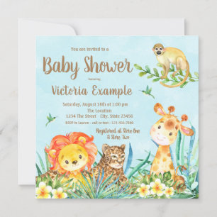 Jongen Safari Jungle Dieren Baby Shower  Kaart