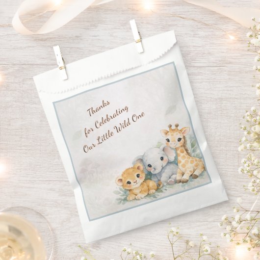 Jongen Safari Kleine Wilde Eén Baby Shower Feest Bedankzakje (Geknipt)