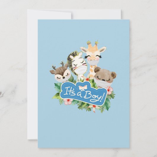 Jongen Safari Oerwoud op Baby shower Kaart (Achterkant)