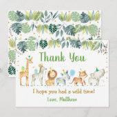 Jongen Safari Party Animal Birthday Bedankt (Voorkant / Achterkant)