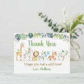 Jongen Safari Party Animal Birthday Bedankt (Staand voorkant)